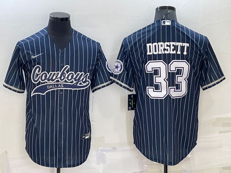 Men Dallas Cowboys 33 Dorsett Blue stripe 2022 Nike Co branded NFL Jersey